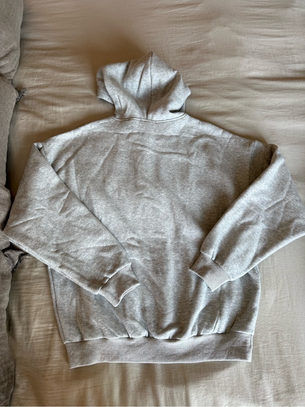 Edikted Grey Hoodie with Pink Plaid Logo Patch - Picture 3 of 4